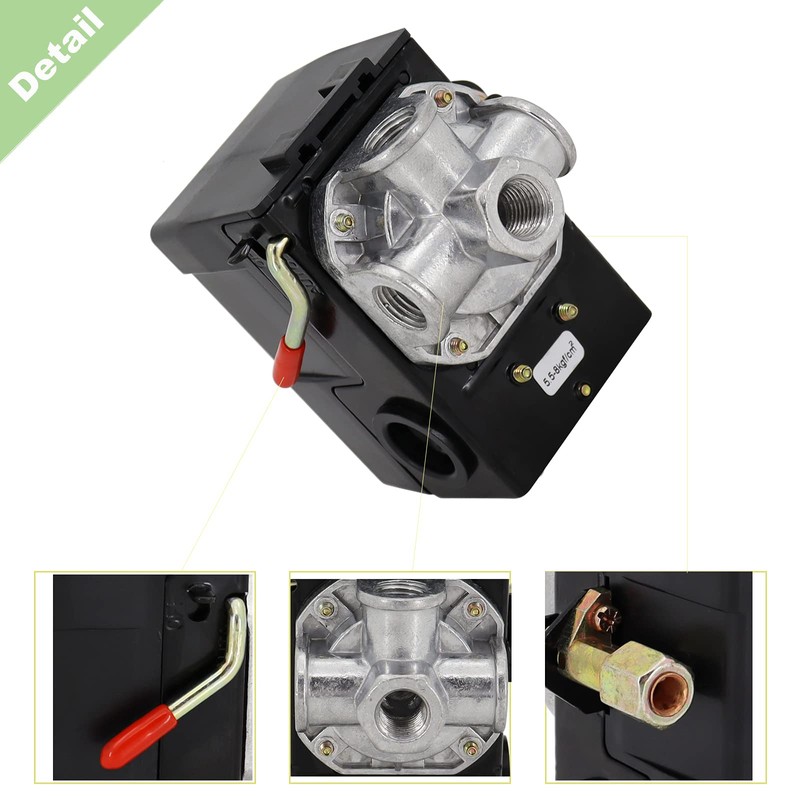 Air Compressor Pressure Switch 95-125 PSI Control Unloader, LF10-4H 95-125