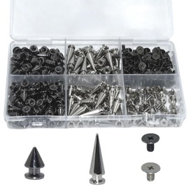 SHNESAIGO 160 Pieces Punk Rivets, 2 Size Pointed Punk Rivets, Clothing Screw Rivets, Metal Killer Rivets, Rustproof Decorative Rivets, Rock Metal Gothic Spikes Decorative Rivets Set for DIY Bags