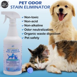 UCS Pet Odor & Stain Eliminator Advanced Multi-Surface Formula, Safe for Cats and Dogs. Ideal for Home, Carpets and Litter. Neutralizes Strong Odors, Stains Urine, Pooph Pee Spray 32 FL oz