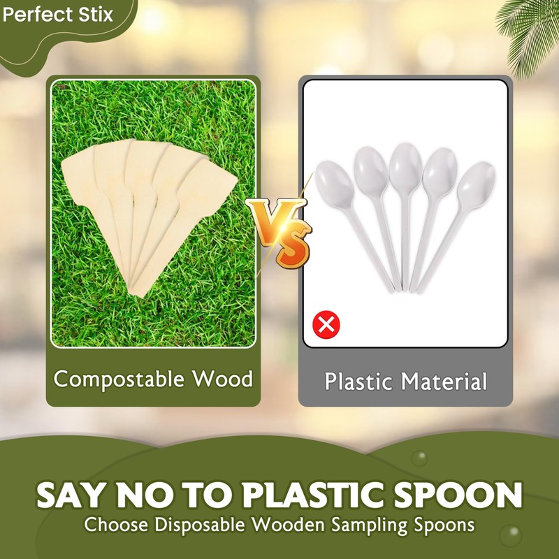 2.75" Disposable Wooden Taster and Sampling Spoons - Pack of