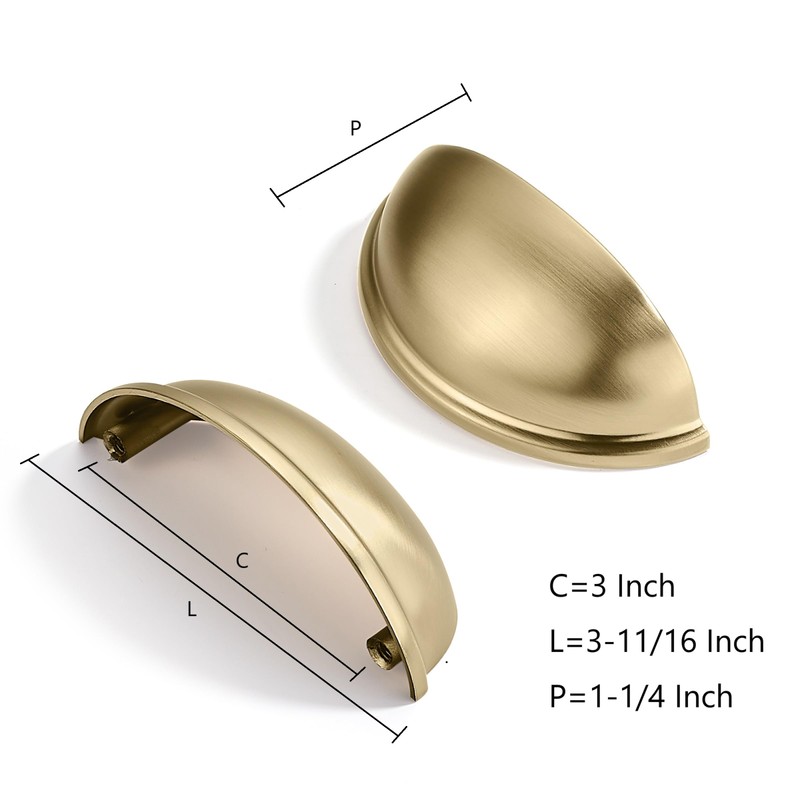 CABDM 10 Pack 3" Drawer Pulls Champagne Bronze Cabinet Cup