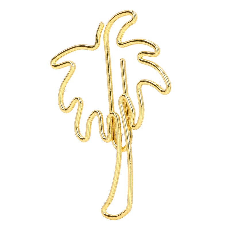 50 Pcs Paper Clips Portable Mini Cute Golden Coconut Tree
