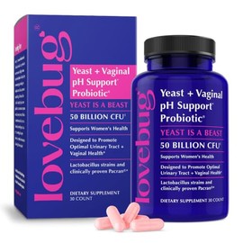 LoveBug Probiotics - Daily Probiotic for Women, Yeast is a Beast, 30 Delayed Release Probiotic Tablets with Cranberry and D-Mannose Supplement -...   