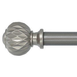 Meriville 3/4" Diameter Single Window Curtain Rod, Castani Finial, 28-inch to 48-inch Adjustable, Gunmetal