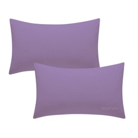 NIGHTZEN® Pair of Housewife Pillowcases 50 x 75 CM Plain Dyed Easy Care Percale Polycotton Bedroom Pillow Covers Soft Quality Blended Cotton Envelope Closure (Housewife Pillowcases, Lilac)