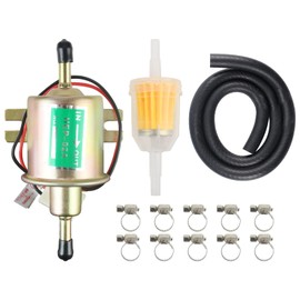 AUTOKAY Electric Fuel Pump Kit Universal for Carburetor Lawn Mower Transfer Gas Diesel Include Fuel Filters + 10pcs Hose Clamp 2.5-4psi HEP02A+2 Meter/6.56-Foot 5/16" ID Fuel Line