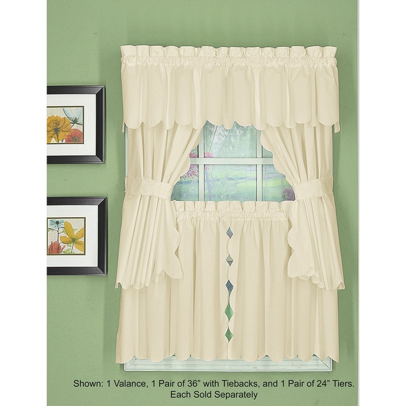 Today's Curtain, Orleans Scallop Curtain, Ecru Valance, 60" W x