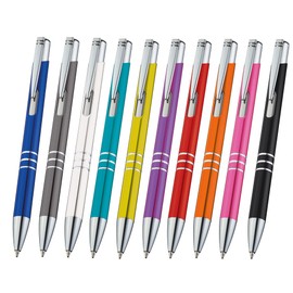 Libetui Pack of 10 High-Quality Metal Ballpoint Pens Colourful Ballpoint Pens with Large Capacity Ink Blue Refillable Retractable Ballpoint Pen Metal Multicoloured