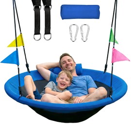 HeyZoo Tree Swing, 48 inch Saucer Swing, with Tree Hanging Straps, 600lbs Weight Capacity, for Outdoor Backyard and Playground, Gifts for Kids, Blue