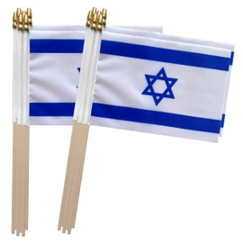 TSMD Israel Stick Flag Israeli Small Mini Hand Held Flags,5x8 Inch,12 Pack