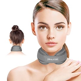 HEALSTOK Neck Ice Pack Wrap,Cervical Ice Pack,Cold Compress Ice Packs for Neck Injuries Reusable Cold & Hot Therapy Adjustable Flexible Gel Migraine Ice Head Wrap for Neck Pressure (Grey)