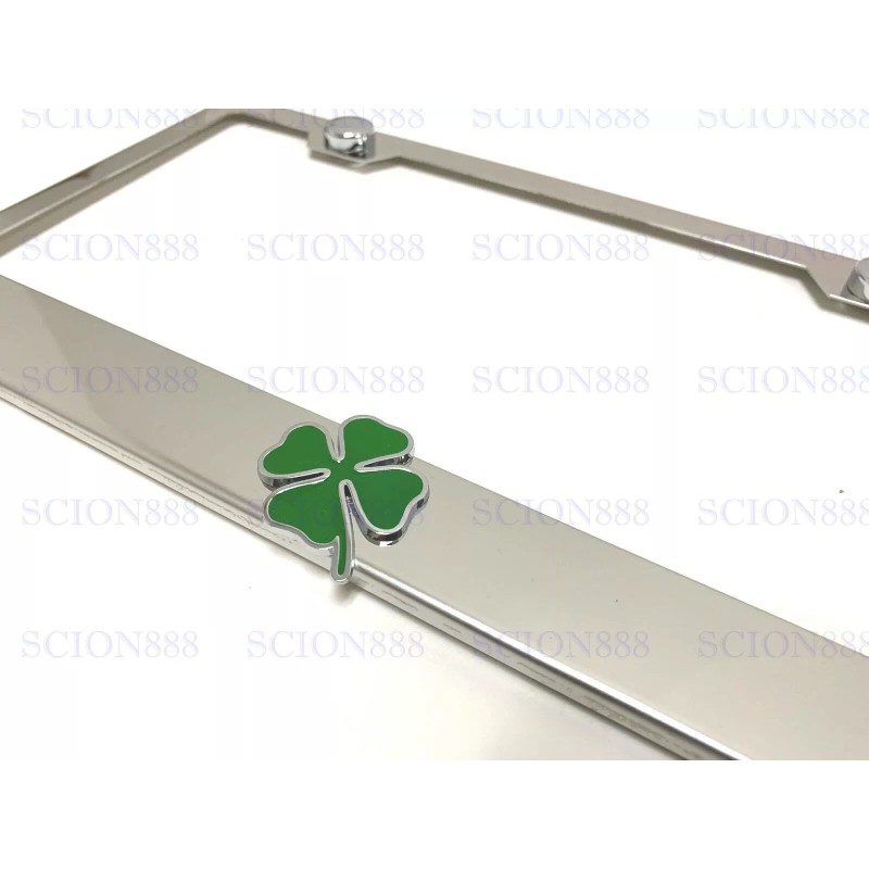 License Plate Frame 3D QUADRIFOGLIO Emblem Stainless Steel Chromed License