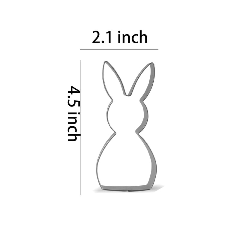 Keewah Easter Bunny Rabbit Cookie Cutter, 4.5”, Stainless Steel