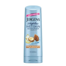 Jergens Argan Oil Weightless Wet Skin Body Lotion, Non-Greasy Moisturizer, for D