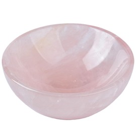 MOGEMT Extra Large Rose Quartz Crystal Bowl Hand-Carved Round Pink Quartz Crystals Gemstone Bowl Reiki Healing Home Decoration Gift 4.5-5"