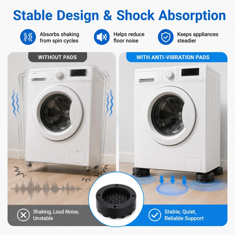 4 Pcs Washing Machine Anti-Vibration Pads with Spirit Level, 62