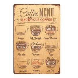 VIEAURA Retro Coffee Design Board Sign, Vintage Style, Bar, Cafe, Wall Hanging, Decorative Accessories, Interior Decoration, Fashionable, Miscellaneous Goods (11.8 x 7.9 inches (30 x 20 cm), White