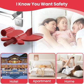 Hotel Door Lock for Travelers Security- 304 Stainless Steel Red Portable Door Lock for Enhanced Safety Door Safety Locks from Inside - Ideal for Home, Travel, Hotels, Apartments