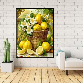 CHWGLFGG 5D Diamond Art Kits for Adults Beginners, Lemons Diamond Painting Kits, DIY Full Round Drill Paint by Diamonds Dot Gem Art for Adults, Home Wall Decor 12x16 Inch