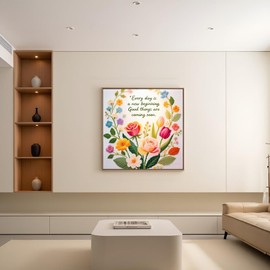 51buyoutgo 11CT Stamped Cross Stitch Kits for Adults - 12x12 in Embroidery Kit with Funny Easy Washable Quotes Pattern, Pre Printed Fabric, Fit for DIY Home Decor, Mom Gifts & Stress Relief