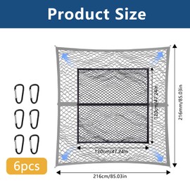 APKOL Highly Elastic Luggage Net, Truck Bed Organiser, 1.2 x 1.2 m Stretchable up to 2.1 x 2.1 m, Suitable for Daily Light Loads of Trucks, with 6 Metal Hooks for Trucks, Cars, Motorhomes (Single