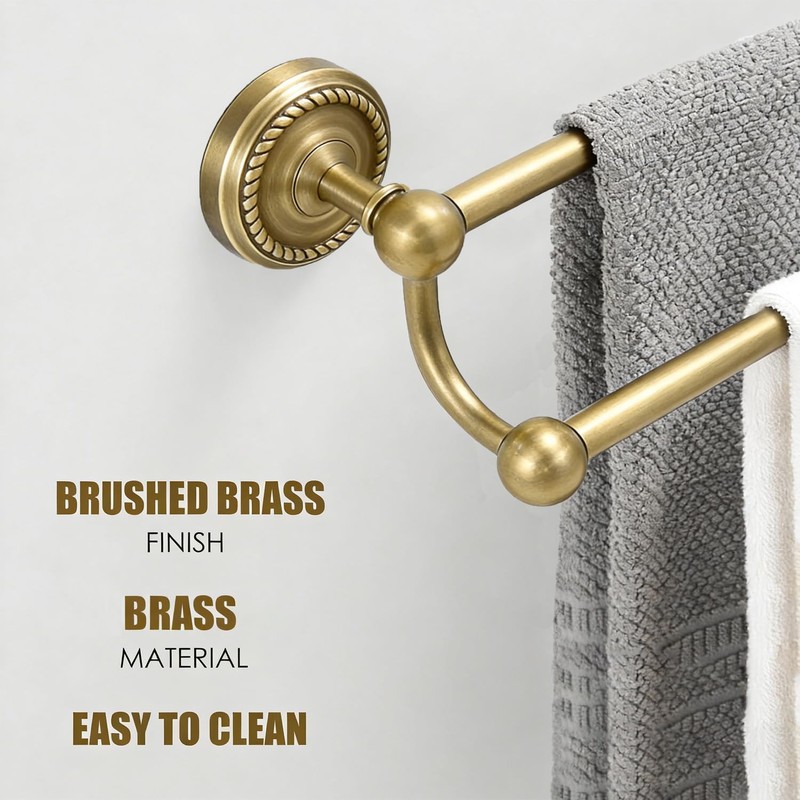 Adjustable Double Towel Bar, Antique Brass Wall Mount Towel Rack