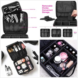 GreenLife® Professional Makeup Train Case Cosmetic Toiletry Bag Travel Organizer Make up Artist Master Waterproof Case Portable Storage with Adjustable Dividers Accessories Tools Brushes Pouch Black