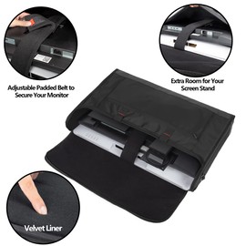 Trunab Monitor Carrying Case 24-27 Inch Padded Travel Bag Hold Up to 2 LCD Screens/TVs, Not Compatible with iMac, with Accessories Pocket, Shoulder Strap, PU Bottom, Black