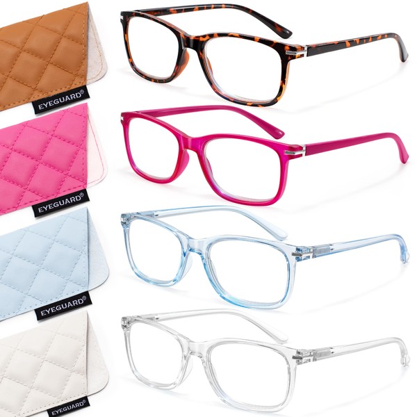 EYEGUARD 4 Pack Reading Glasses Blue Light Blocking for Women