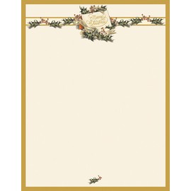 Great Papers! Vintage Christmas Holly Letterhead, 80 count, 11" x 8.5" (2011872)