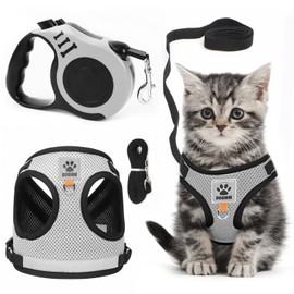 Cat Harness with Lead, Escape Proof, Cat Harness Set, Escape Proof for Cats, Dogs with 5 m / 16.4 Feet, Adjustable Cat Vest, S