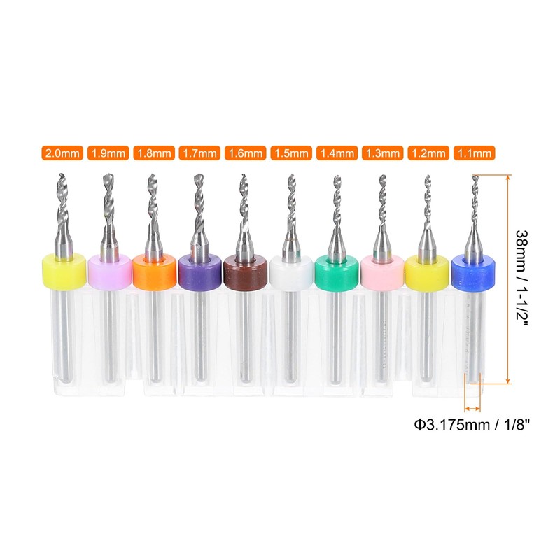 sourcing map 2 Set (20pcs) PCB Drill Bit Set 1/8"