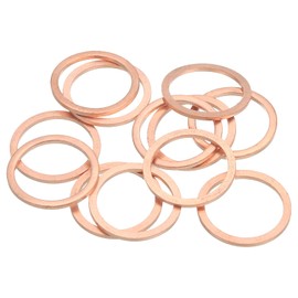 sourcing map 12Pcs Flat Washer, M26 Copper Washers Copper Sealing Ring Crush Washer Kit Assortment, 26mm ID, 32mm OD, 2mm Thick for Bolts Screws Machinery Repair
