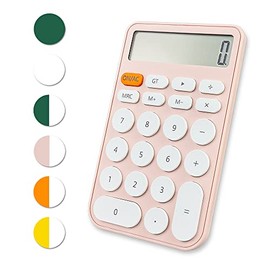 Standard Calculator 12 Digit,Desktop Large Display and Buttons,Calculator with Large LCD Display for Office,School, Home & Business Use,Automatic Sleep,with Battery (Pink and White)