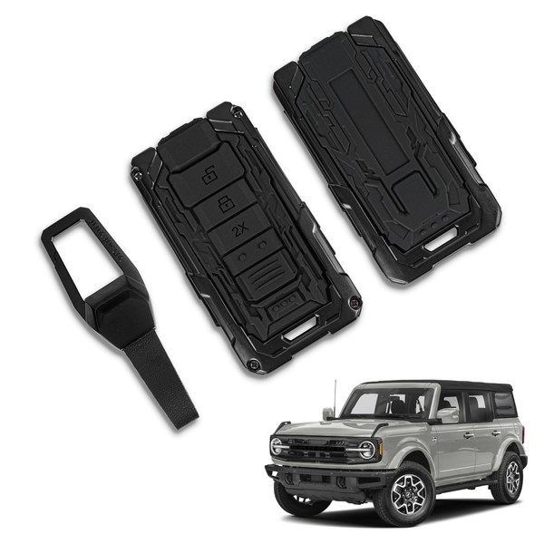 Metal Key Fob Cover Compatible with Ford Bronco,Zinc Alloy Keychain
