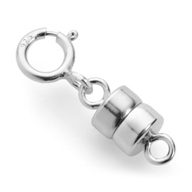 Jewelili Sterling Silver Round Magnetic Clasp Converter | Converts Necklaces or Bracelets with Spring Sing Clasp | 1 Piece | Gift Box Included | Timeless Fashion Jewelry Gift for Her