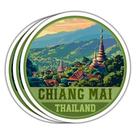 HOSALA Chiang Mai Thailand Sticker, Chiang Mai Thailand Souvenir Gift for Tourist, Travel Decoration, Luggage Travel Destination Sticker