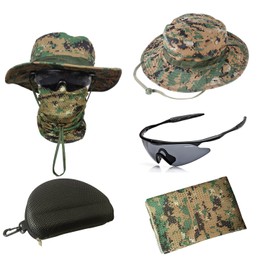 QMFIVE Tactical Boonie Hat UV100 Camouflage Scarf, Unisex Rounded Hat Fisherman