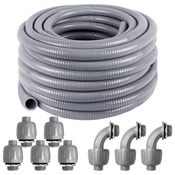 3/4" Dia Liquid Tight Conduit 50 FT,Flexible Non-Metallic PVC Conduit