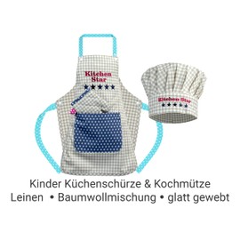 Emily’s Check 1428.2002 Chef's Hat + Kitchen Apron + Oven Glove for Children Set of 3