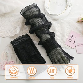 Kingsie Arm Cover, UV Protection, Sun Protection, Sunscreen Arm Cover, Ultraviolet Protection, Thin, Fingerless, Summer, UV Protection, Breathable, Long, Ice Silk Arm Sleeve, UV Protection, Black