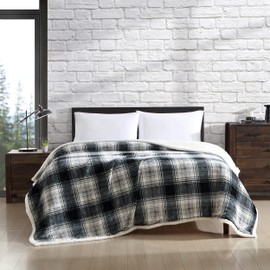 Eddie Bauer- Queen Blanket, Ultra Soft & Cozy Plush Home Décor, All Season Bedding (Vail Plaid Grey, Queen)