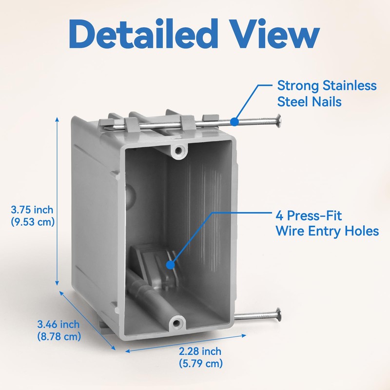 CycevSun Ceiling Fan Box, Non-Metallic Side Mount Box with Cover,
