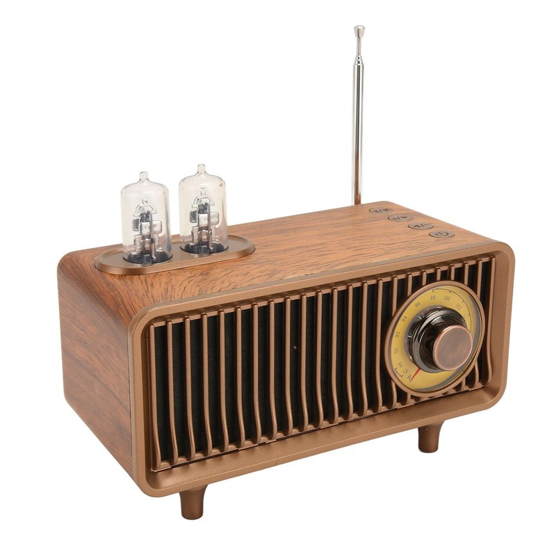 Mini Wooden FM Stereo Sound Radio Vintage Imitation Wood Grain