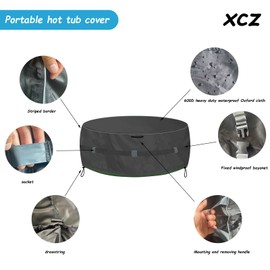 XCZ Portable Hot tub Cover That Completely Covers Inflatable hot tub- Waterproof, Sun Resistant, dust Resistant, 85 "Inflatable Hot tub Spa, Round (Black, Cover only)