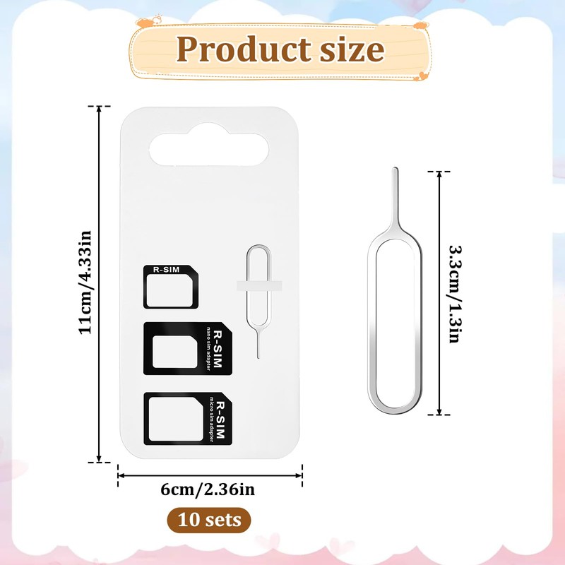 10 Pack Sim Adapter Kit, Sim Card Adapter 4 in