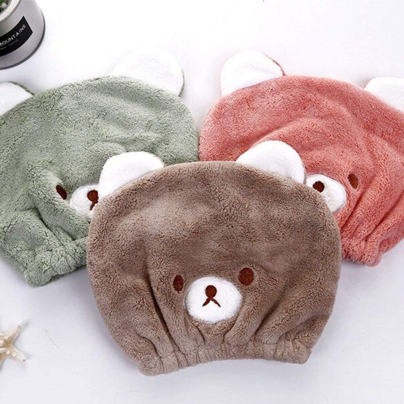 Children's Hair Drying Towel, Towel Cap, Bear Pattern, Hair Cap,