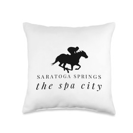 Saratoga Springs Upstate New York Horse Racing Throw Pillow
