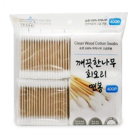 Clean Tree Spiral Cotton Swabs, 400-Pack Large Volume, Wooden Stick, Tangle-Free Ear Cleaning Hygienic Cotton Swab 10ea