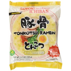 [SAPPORO ICHIBAN] Ramen Noodles, Tonkotsu Flavor, No. 1 Tasting Japanese Instant Noodles 3.5 Oz. (3.7 Ounce (Pack of 24))
